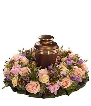 Pink Urn Wreath.